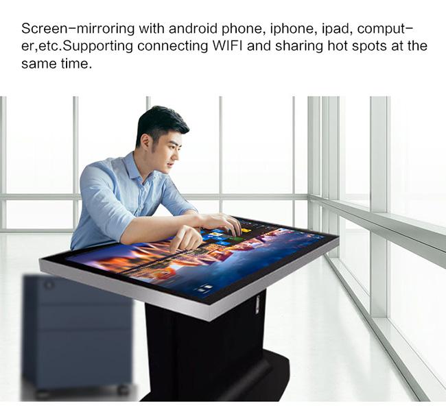 실내인 현명한 터치 스크린 커피 테이블 방수 상호 작용하는 테이블 LCD 다중 터치 스크린 테이블