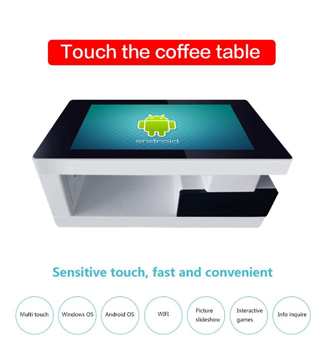 자립형 서랍 43 인치 실내 액정 표시 장치 상호 작용하는 안드로이드 시스템 커피 게임 지능형 터치 스크린 테이블